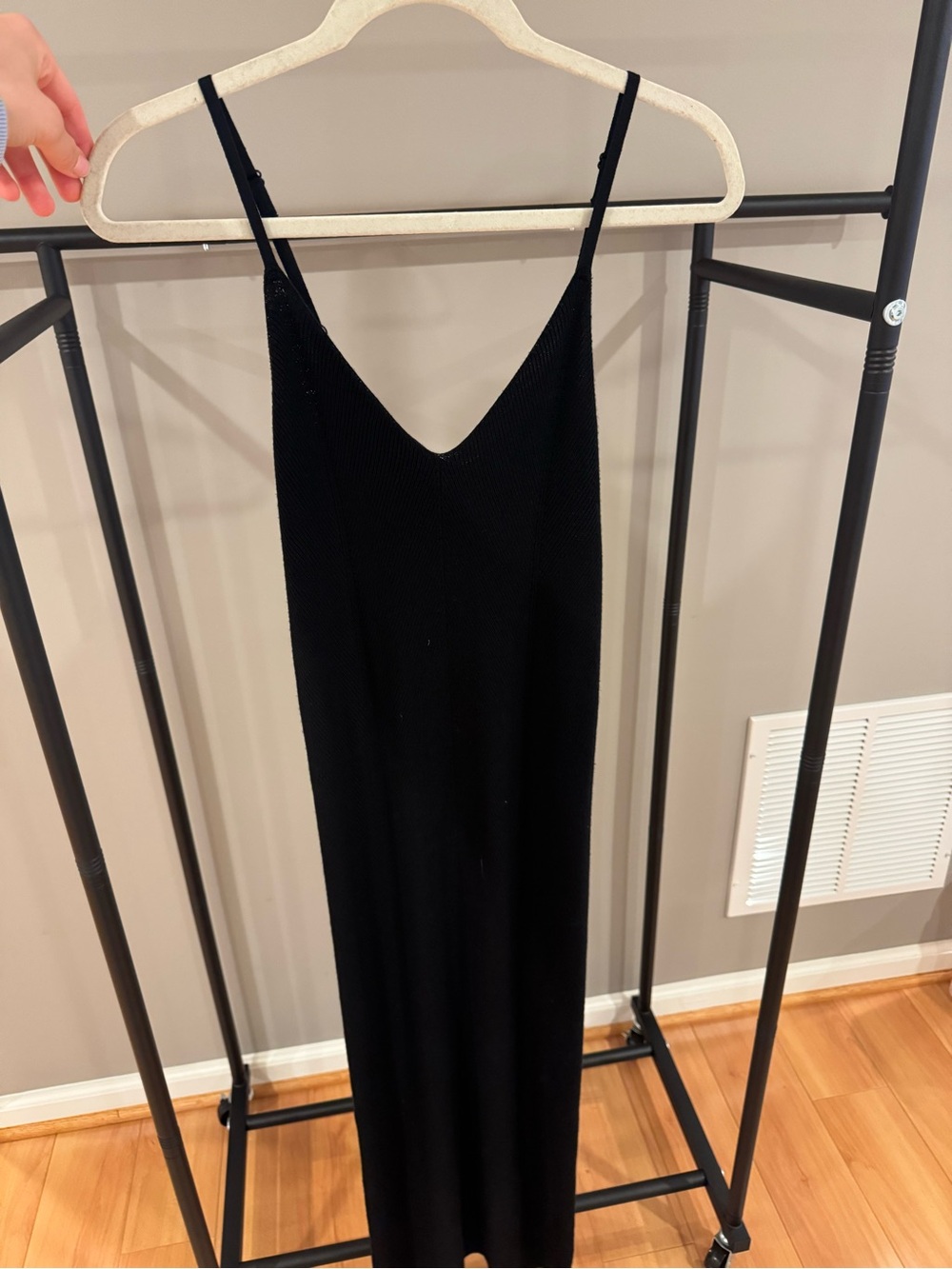 Freshman Black V-Neck Maxi Slip Dress